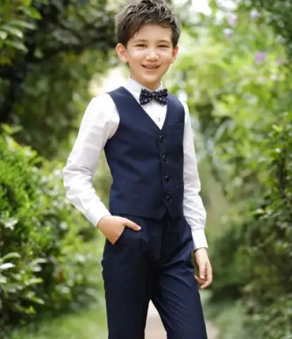 vest pant tie Г. Детские блейзеры для мальчиков на свадьбу черные костюмы приталенный Блейзер для мальчиков стильные официальные костюмы, комплекты для мальчиков, праздничная одежда с цветочным узором для мальчиков - Цвет: vest pant tie