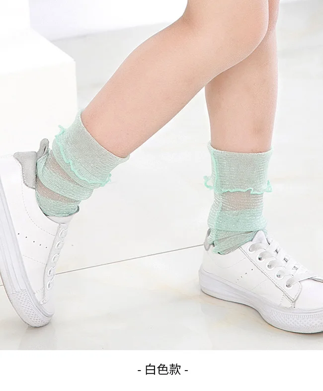 Новые прозрачные блестящие сетчатые носки для детей ясельного возраста, 4 цвета шикарные ультра-тонкие газовые детские носки для девочек Sox От 3 до 12 лет