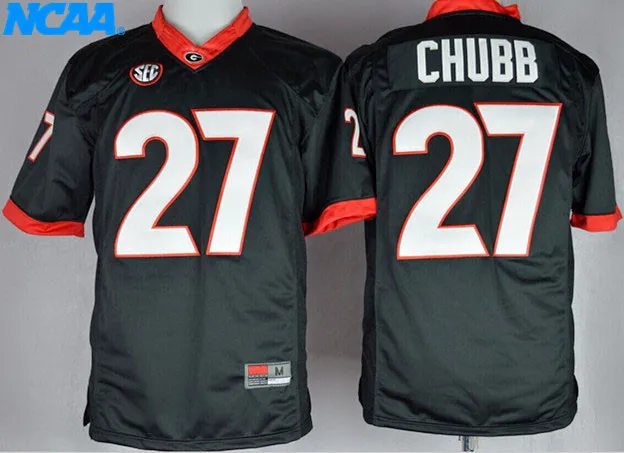 Новое поступление высокое качество NCAA Ник Chubb#27 футболка колледжа майки Молодежные S-XXXL - Цвет: 1