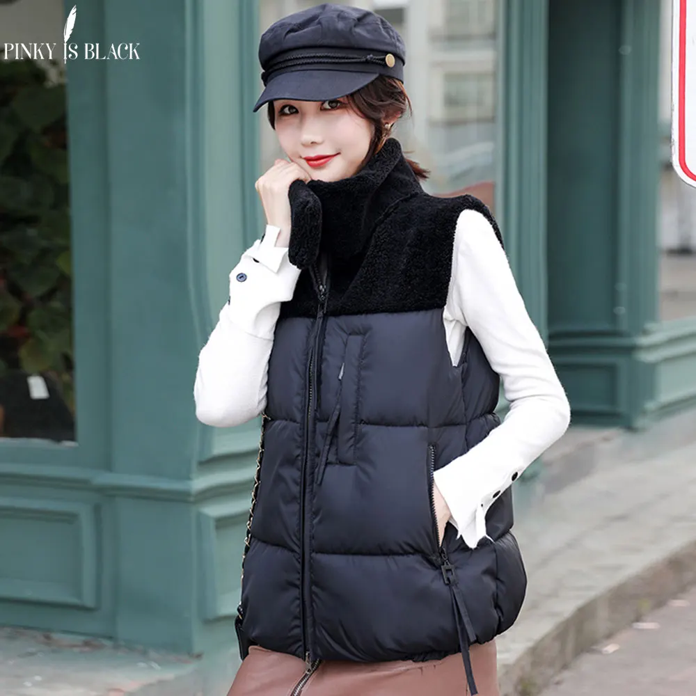 PinkyIsBlack осенне-зимний хлопковый жилет для женщин, женский Повседневный жилет, женский короткий жилет без рукавов, куртка с капюшоном, теплое зимнее пальто - Цвет: Черный