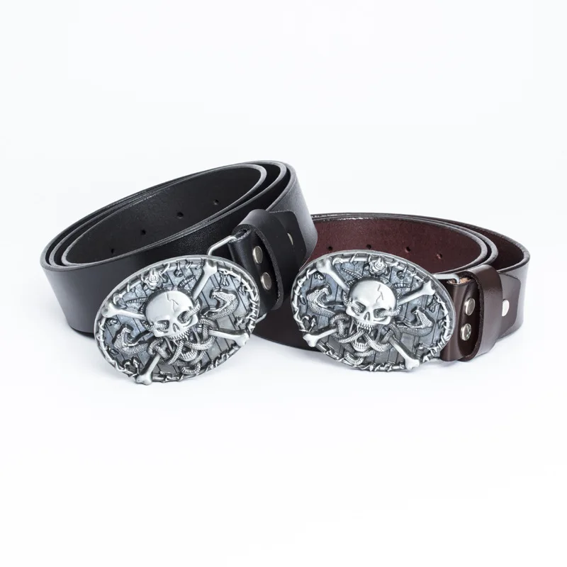 

Western leather ghost head zinc alloy belt buckle element men and women gifts same style