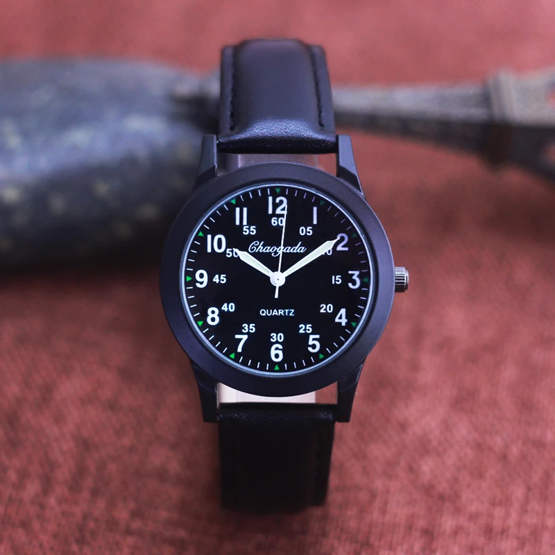 Chaoyada Fashion Men Boys Leather Strap 24 Hours Quartz Wristwatch Students Kids Learning Time High Quality Electric Watches 4