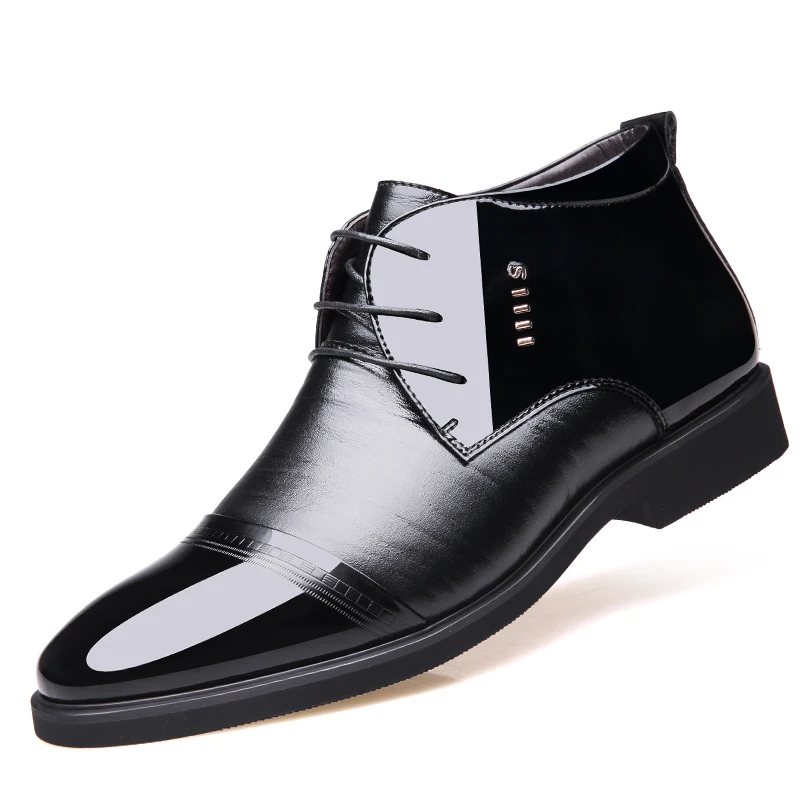 JUNJARM; Новинка; Дизайнерские мужские ботинки; Мужская зимняя обувь из микрофибры; теплая зимняя обувь с шерстяной подкладкой; черные мужские кожаные ботильоны