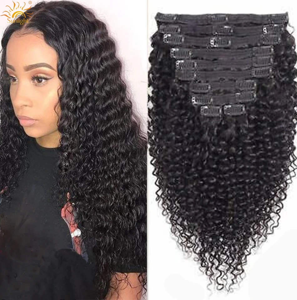 BrazilianCurlyClipInHairExtensionsDeepWaveHumanHairExtensions