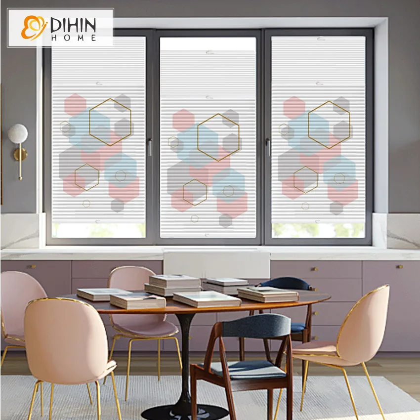 

Modern Abstract Printed 40-50% Half Blackout Cellular Honeycomb Blinds Shades Home Decor For Living Room Customize Curtains
