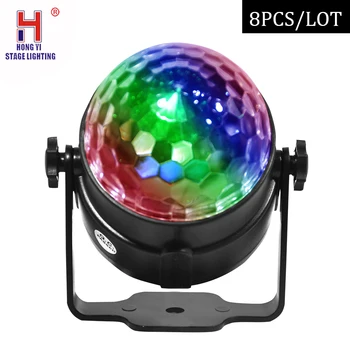 

Mini Remote RGB LED 3w Crystal Magic Rotating Ball Stage Lights Sound Activated Disco Light Music Christmas Party luces fiesta