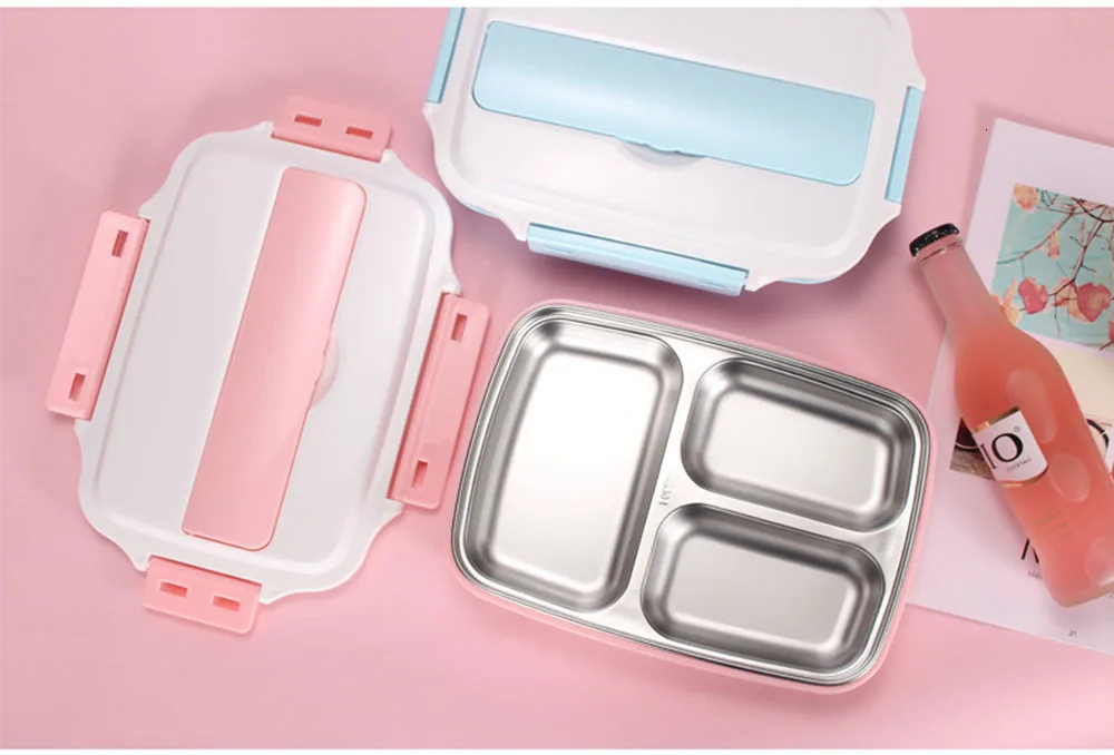 Bento коробки для взрослых детей из нержавеющей стали Термоизолированный Ланч-бокс 3 сетки контейнер для хранения продуктов Герметичный пищевой ящик