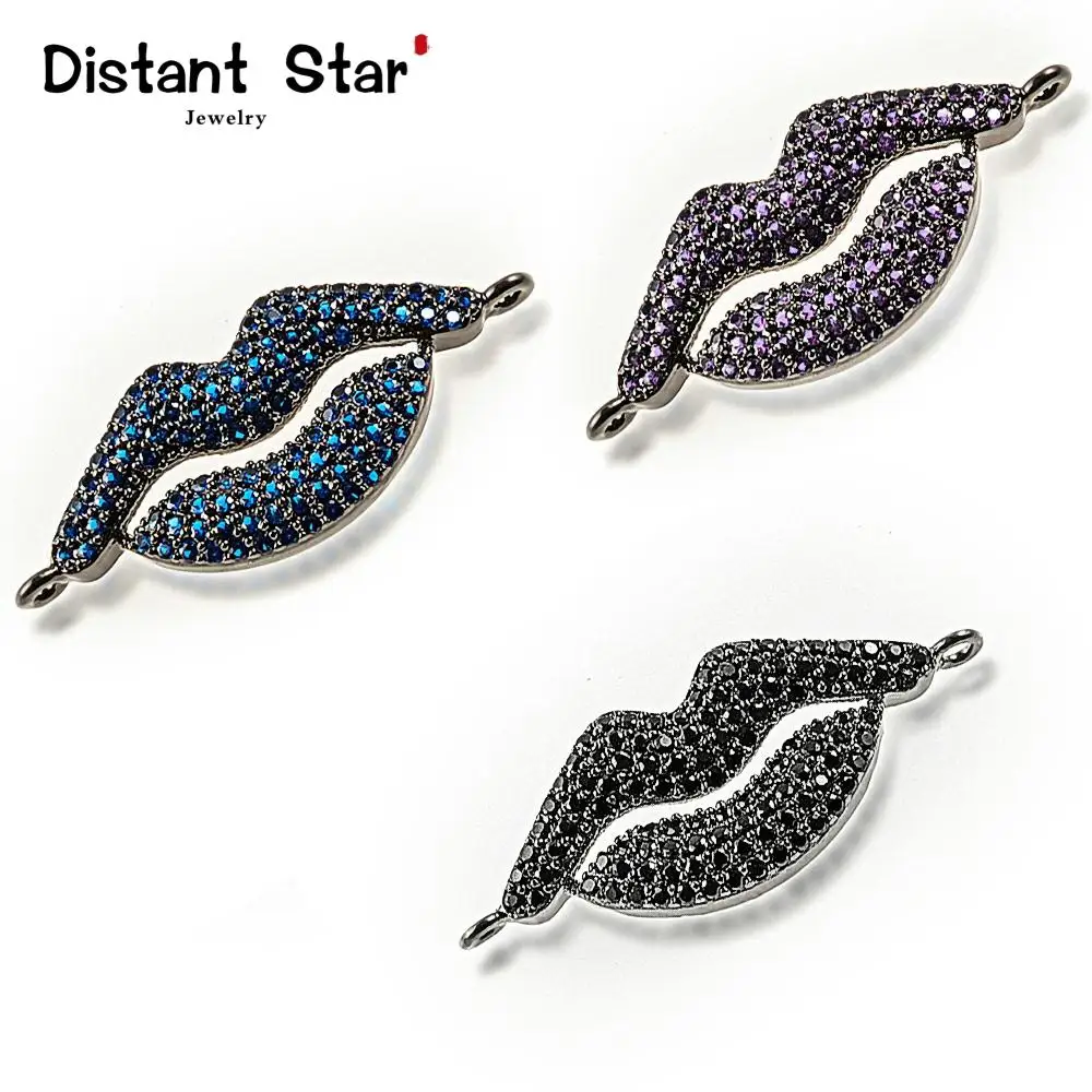 0.5*1.2in Lips Premium Diy Jewelry Bracelet Necklace For Making Accessories Brass Connector Precision Zirconia Inlay | Украшения и
