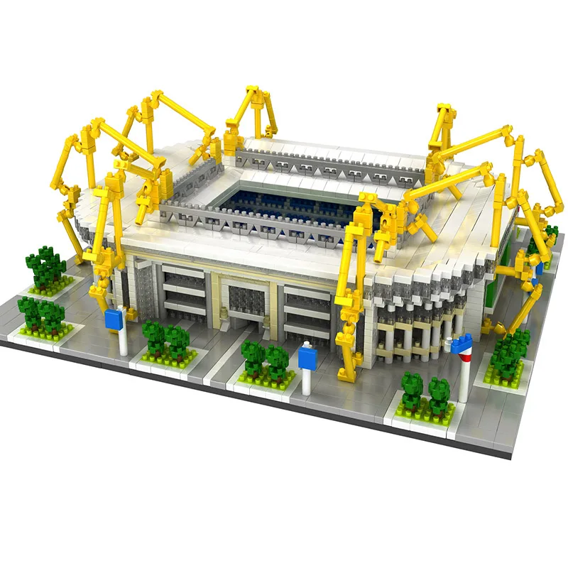Модный строительный блок, набор игрушек, футбольный стадион, поле, тренажерный зал, модель кирпича, архитектура, Испания, Англия, футбольный