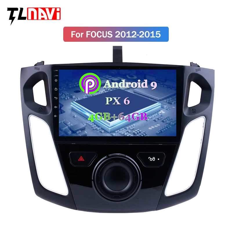 Sale PX6 4G+64G 9 inch android 9 car dvd multimedia gps navigation system for focus 2012-2015 built-in Radio Video Navigation 1