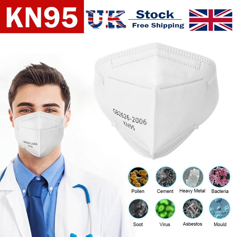 

10pcs KN95 Face Mouth Mask Disposable Mask 95% Filtration Non-woven Fabric Protective Masks for Dust Particles Pollution