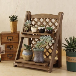 Étagère pliante en bois à Double couche, support de fleurs, support de plantes en bois, support de pots de plantes, Base de jardinière de balcon, décoration de la maison 