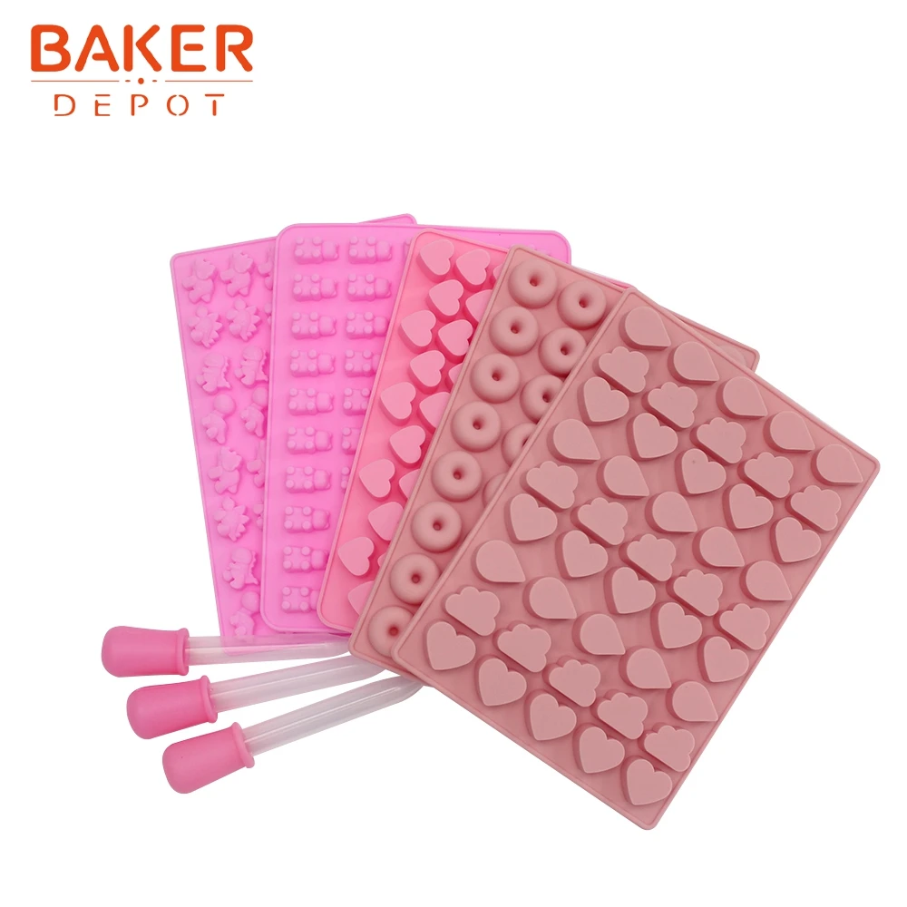 BAKER DEPOT Медведь Форма для десертов силиконовая форма для конфет шоколад 5 шт./компл. динозавр мини-пончик лед инструмент для украшения торта с капельницей