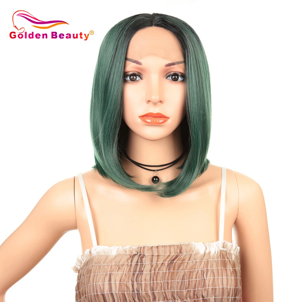 Golden Beauty 14 Colorful Short Straight Wigs Lace Front Wig