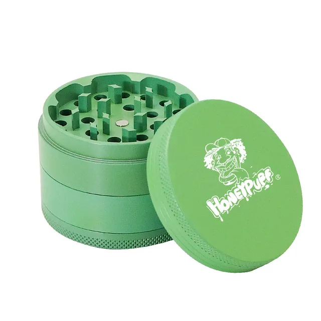 HONEYPUFF Grinder Weed Ceramic Herb Grinder Aluminum 63MM 4 Layers Grinding Machine Spices Grinder Crusher Weed Accessories green