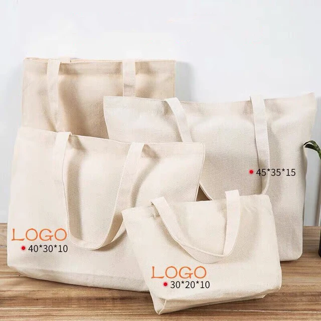 Wholesales 100pcs/lot Custom Cotton Grocery Shopping Bags with Logo Large Capacity Quality Canvas Customized Eco Tote Bags 2