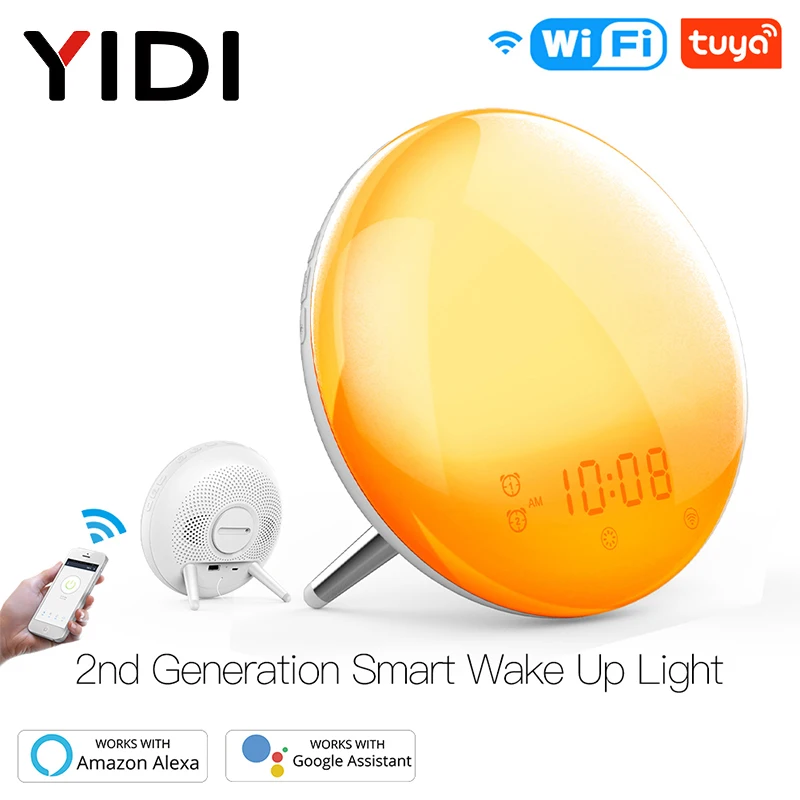 PROD 4001000734588 WiFi Smart Wake Up Light Workday Clock
Sunrise/Sunset Simulation 4 Alarms Works with Alexa Google Home Tuya
App Remote Control