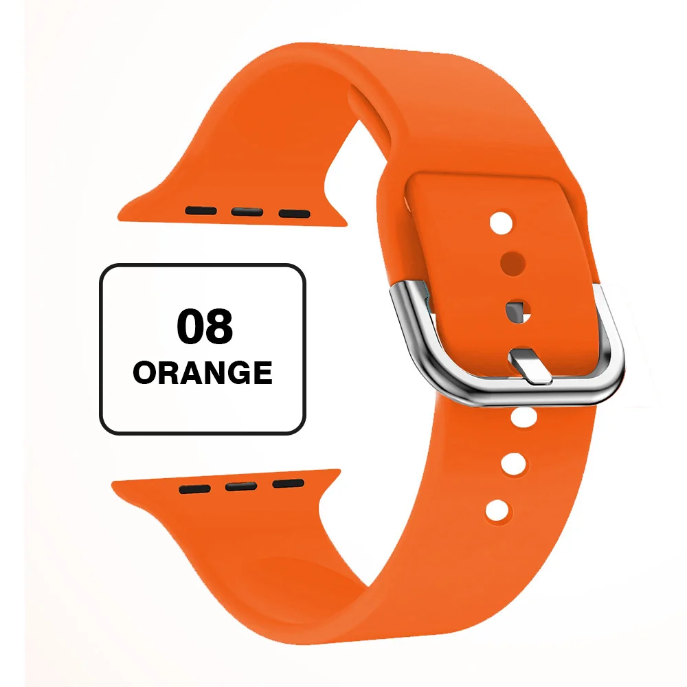 Band for Apple Watch 4 40mm 44mm Soft Silicone Sport Breathable Bracelet Strap for iWatch Series 5 4 3 2 1 correa 38mm 42mm - Цвет ремешка: Orange
