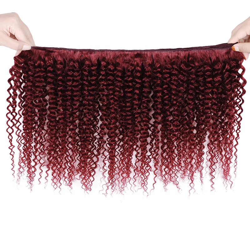 Pinshair волосы бордовый Связки перуанский Джерри вьющиеся волосы красный 99J 3 Связки предложения 10-26 человеческих волос Weave Non реми толстые