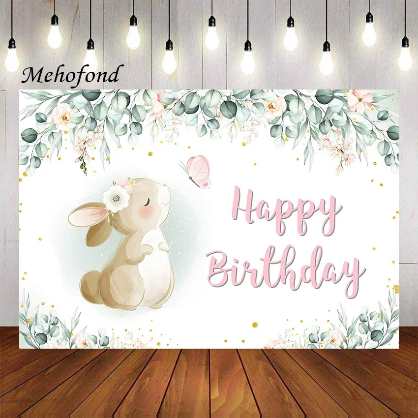Photography Background Spring Floral Easter Bunny Birthday Party Rabbit Butterfly Decoration Backdrop 1 set