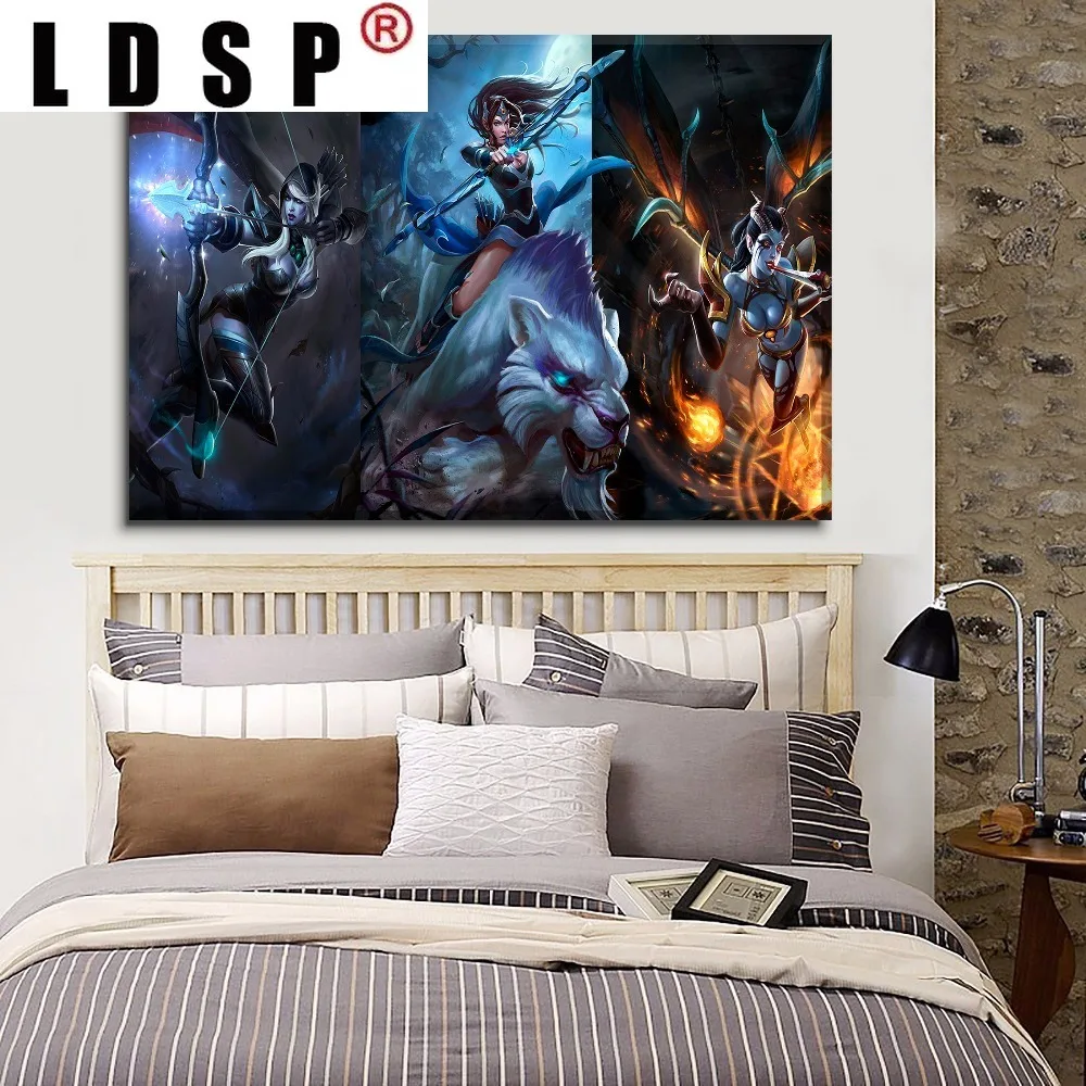 ЛДСП 5 панелей Dota2 персонажей игры фотографии стены искусства холст Картины HD