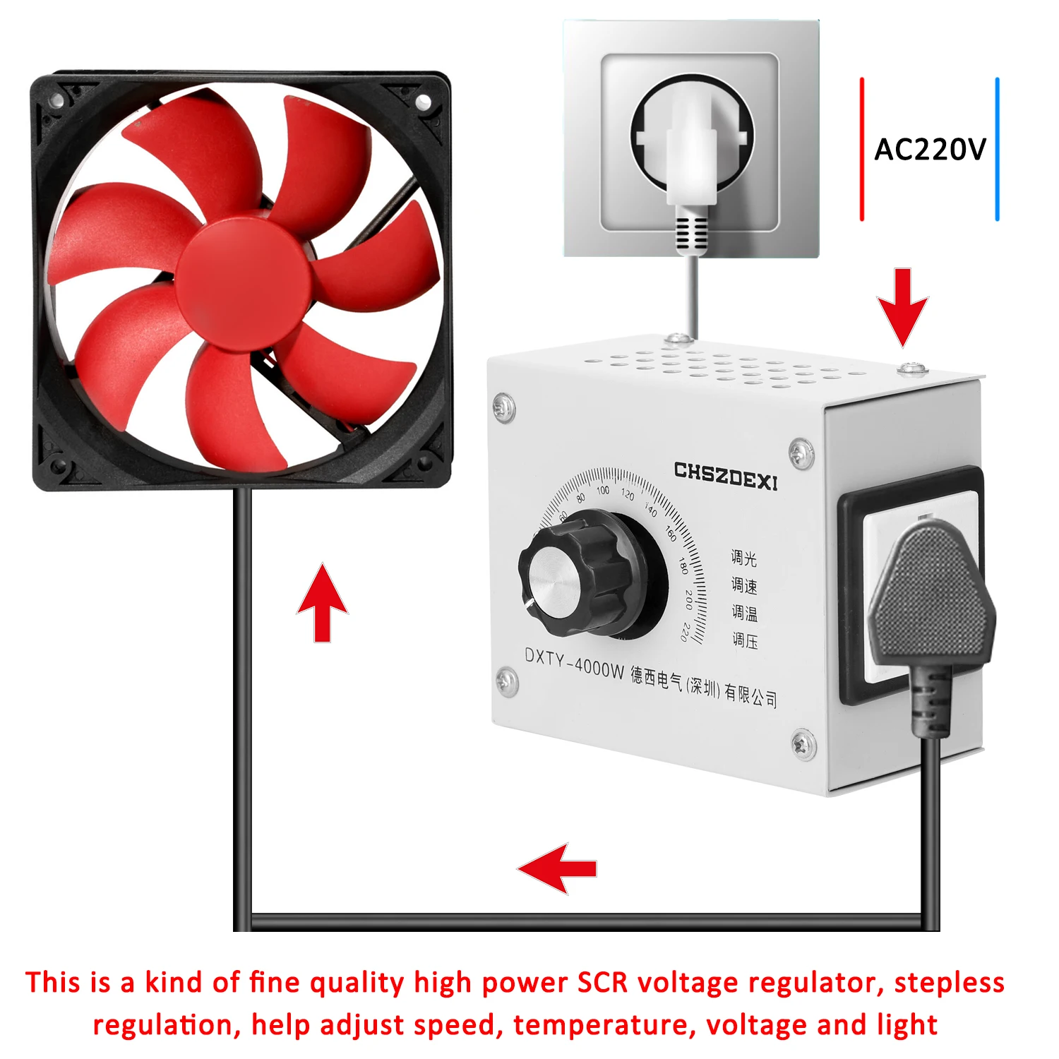 Voltage regulator portable speed temperature light voltage adjustable dimmer professional compact variable