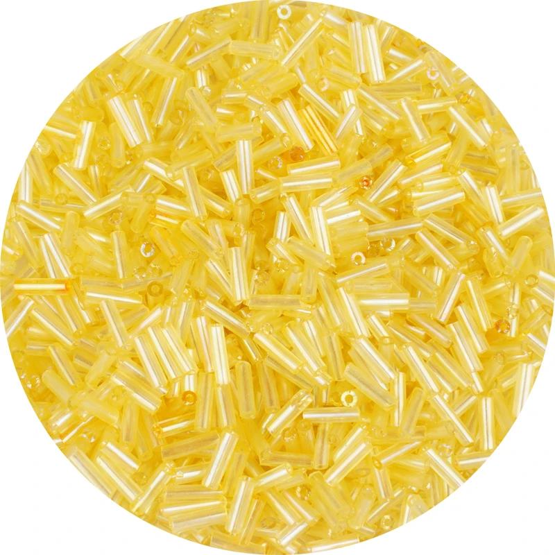 2x6mm 500pcs yellow Czech glass tube bugle long tube beads bulk crystal
