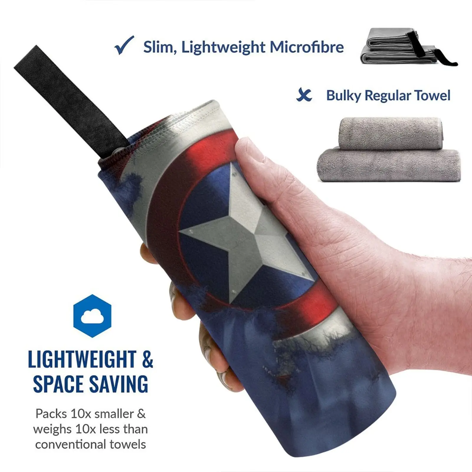 Captain A Break Through Quick Dry Towel Gym Sports Bath Portable Captain Shield Comic Book Superhero America Us Sheild Usa Soft