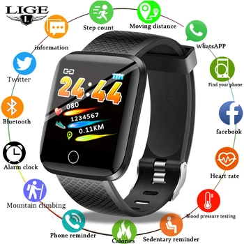 

LIGE New Smart Watch Men Women Fitness Tracker Heart Rate Monitor Smart Bracelet Blood Pressure Pedometer For Android IOS+Box