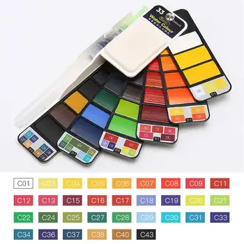 

18/42 colors Professional Artist Stationery Permanent Pigment Solid Water Color with Waterbrush Set PaintsStudent Crafts
