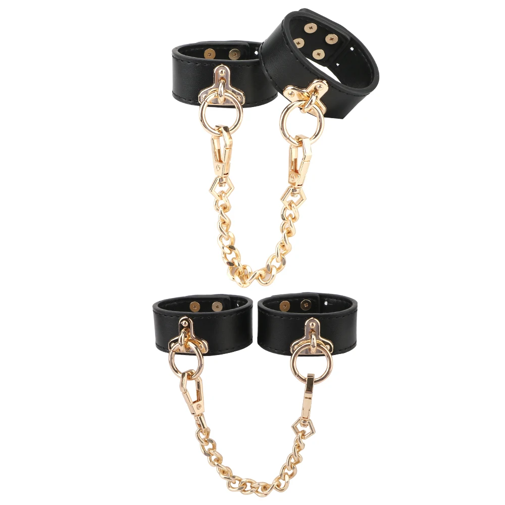 Leder Bondage Set Mit Halsband Handschellen Und Peitsche_voghion.com