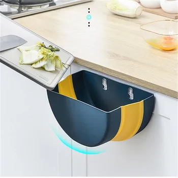 

Folding Car Trash Bucket Hanging Trash Bin Kitchen Trash CanRecycling Bin For Cupboard Plastic Storage Bucket Box Space Saving