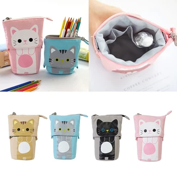 

Cartoon Cat Pen Pencil Case Canvas Makeup Box Storage Bag Pouch Stationery Gift
