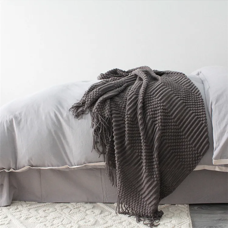 Европейское вязаное одеяло в клетку, украшение для взрослых, однотонное одеяло с пузырьками, вязаное одеяло s для кровати, дивана, покрывало Koc