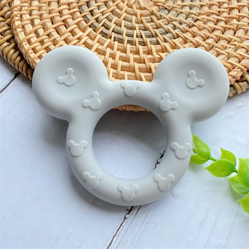 1pcs BPA Free Mickey silicone Teether Food Grade Cartoon Teether Nursing Gift  DIY Baby Teething Teether Toy Accessories Ring 4