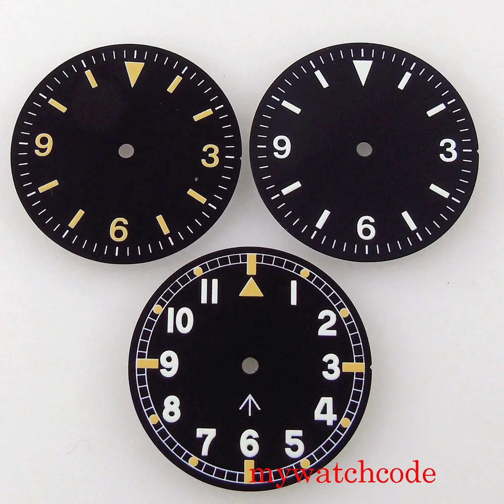 29 мм стерильные черные часы циферблат лицо зеленый светящийся Fit NH35 NH36 MIYOTA 8215 821A