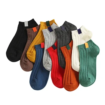 

10pcs=5pairs Mens Sock Colorful Art Cute Short Socks Warm High Quality Autumn Winter Cotton Solid Color Female Socks Hosiery
