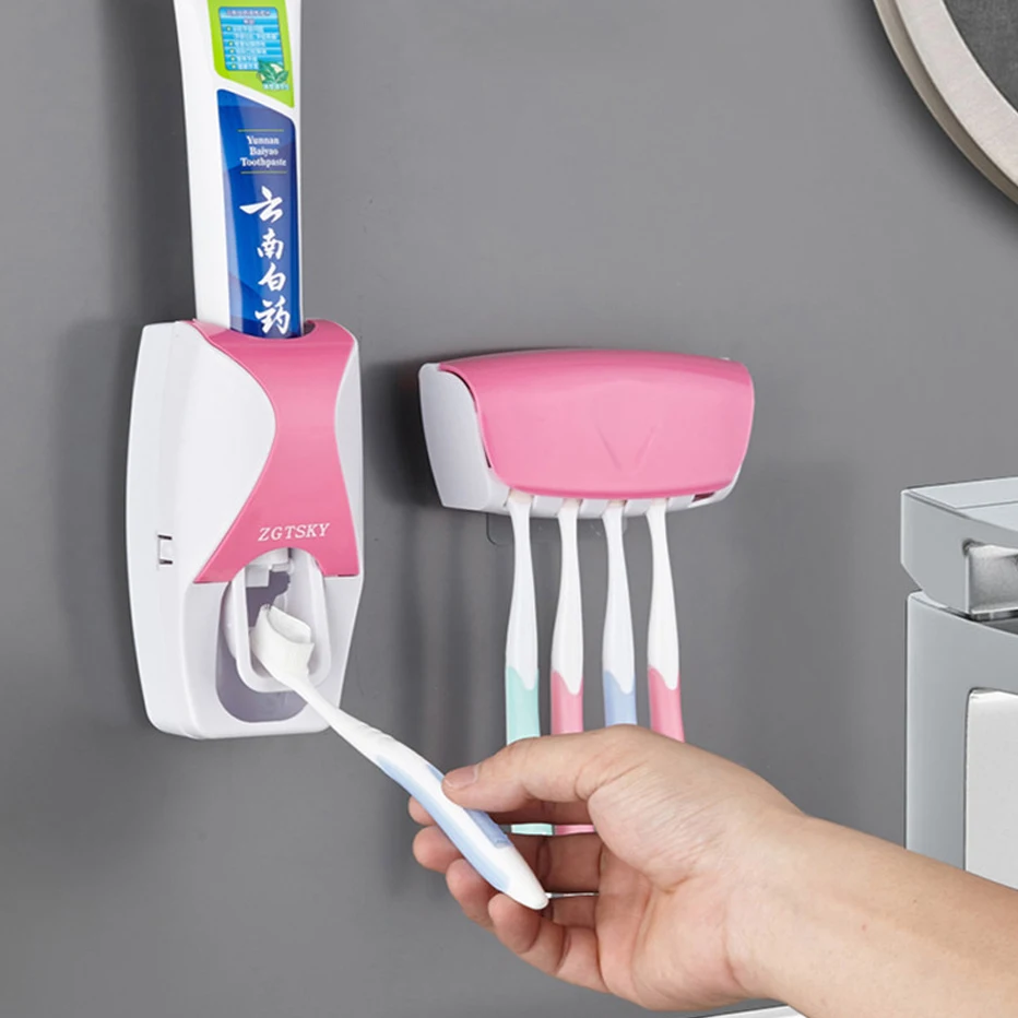 Bathroom Accessories Squeezer Toothpaste Dispenser Toothbrush Holder Automatic 