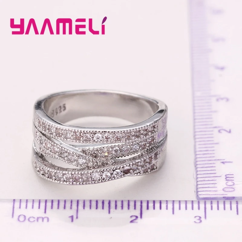 Fashion Women Men Rings 925 Sterling Silver Jewelry Crystal Inlay Overpass Cross Bague Bijoux Dropshipping 5-6-7-8-9-10-11-12-13 4