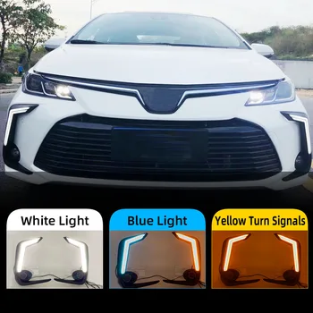 

Car Flashing 2Pcs LED DRL Daytime Running Light For Toyota Corolla 2019 2020 Yellow Turn Signal Fog Lamp Decoration Bumper Light