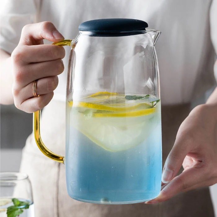Градиент цвета мрамор холодной воды стеклянная бутылка высокая термостойкость стеклянный горшок, кувшин чайник FPing