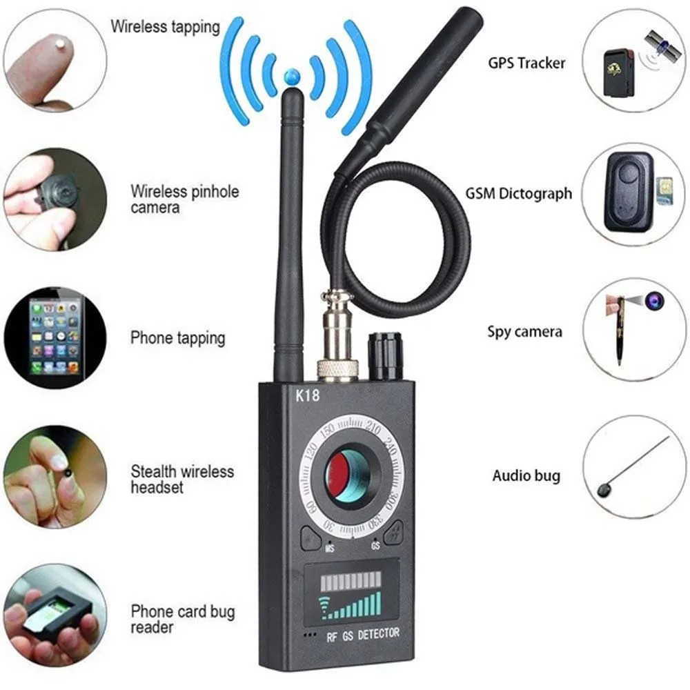 K18 Detector Camera GPS Signal Lens RF Tracker  GSM Audio Bug Finder Detect  Multi-function Wireless Products 1MHz-6.5GHz r60