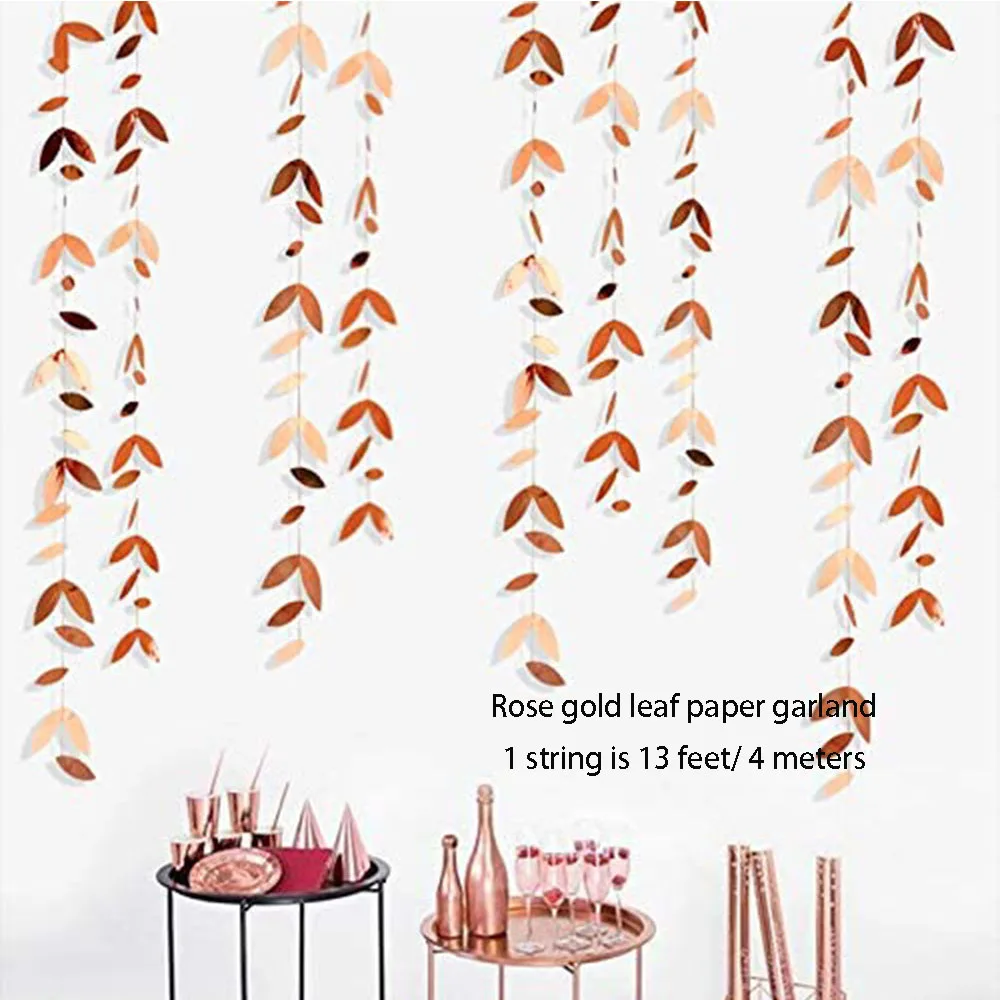 Rose Gold Paper Bunting Triangle Flags - Wedding & Party Hanging Decoration