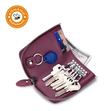 BONAMIE натуральный кожаный брелок унисекс сумка для ключей Многофункциональный Органайзер Кошелек Держатель смарт-ключница автомобильный маленький чехол для ключей