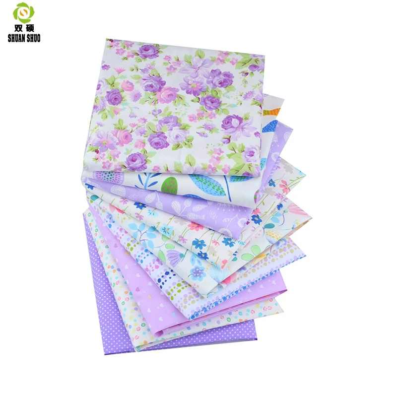 

Shuanshuo Purple Bundle Patchwork Cotton Fabric Fat Patchwork Sewing Cloth Doll clothing Tilda Quilt Tissue 9 PCS/LOTS 40*50CM