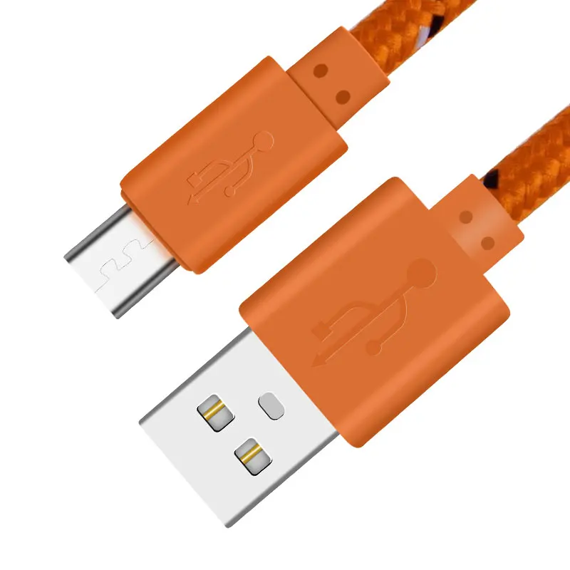 Быстрый USB 1 м 2 м 3 м нейлоновая оплетка Micro USB кабель для samsung Galaxy S7 6 Xiaomi htc LG NokiaTablet кабель для передачи данных зарядный Шнур зарядное устройство - Цвет: Orange