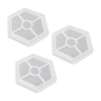 

3 Pieces DIY Hand-Made Hexagon Shape Coaster Molds Hexagon Coaster Silicone Mold, Resin Casting Mold, Cement