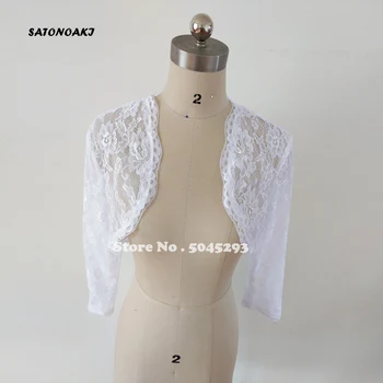 

SATONOAKI Elegant 2019 New Shares of women / girls 3/4 long sleeve white lace shoulders cropped bolero jacket wedding wraps