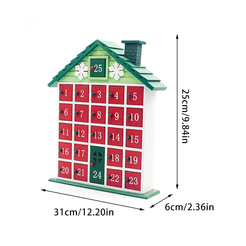 1pc Of Wooden Christmas Countdown Advent Calendar Storage Box Drawers Xmas Home Decoration For Home Office