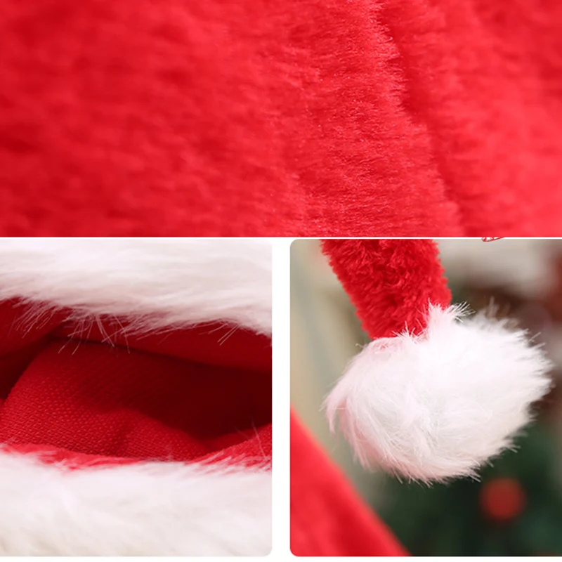 Adult Children Long Christmas Hat Plush Santa Claus Cap New Year Christmas Party Decoration